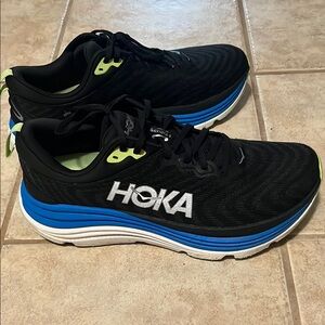 Hoka Black and Blue Athletic Shoes with Thick Cushioning